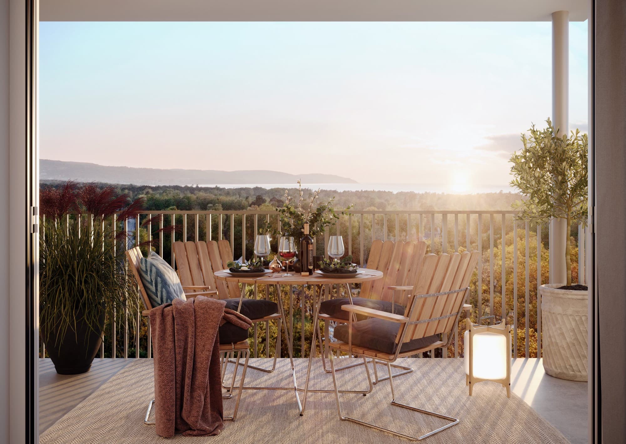 Balkong med utsikt över Båstad